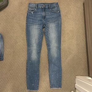 DL1961 Low-Rise Swarovski Crystal Blue Jeans Size 26/ Size 0 /S